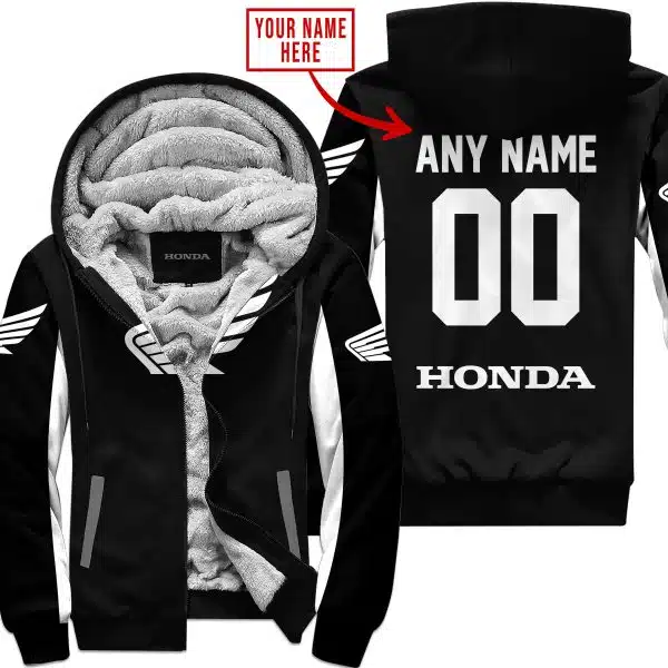 Custom Name Racing - Limited Edition - Honda - White - Fleece Zip Hoodie