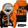 Just Fkcn Send It - 3d All Over Printed - Fox Racing - Orange - Fleece Zip Hoodie