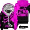 Just Fkcn Send It - 3d All Over Printed - Fox Racing - Pink - Fleece Zip Hoodie