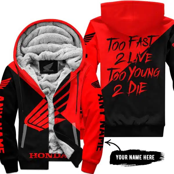 Too Fast To Live Too Young To Die - 3d All Over Printed - Honda - Fleece Zip Hoodie