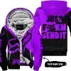 Just Fkcn Send It - 3d All Over Printed - Fox Racing - Purple - Fleece Zip Hoodie
