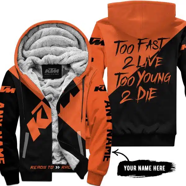 Too Fast To Live Too Young To Die - 3d All Over Printed - Ktm - Fleece Zip Hoodie