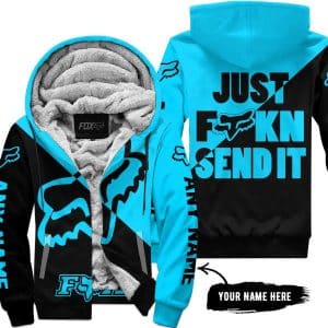 Just Fkcn Send It - 3d All Over Printed - Fox Racing - Sky Blue - Fleece Zip Hoodie