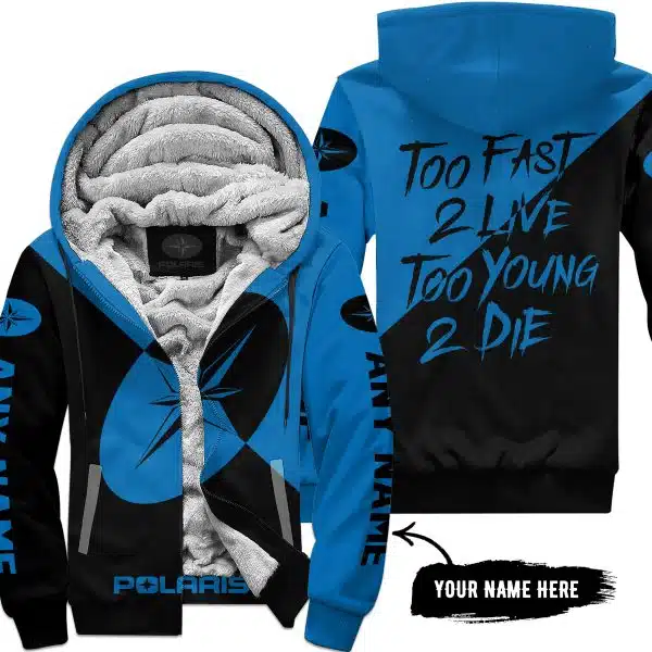 Too Fast To Live Too Young To Die - 3d All Over Printed - Polaris - Blue - Fleece Zip Hoodie