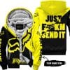 Just Fkcn Send It - 3d All Over Printed - Fox Racing - Yellow - Fleece Zip Hoodie