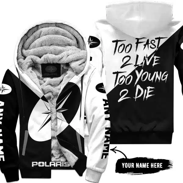 Too Fast To Live Too Young To Die - 3d All Over Printed - Polaris - White - Fleece Zip Hoodie