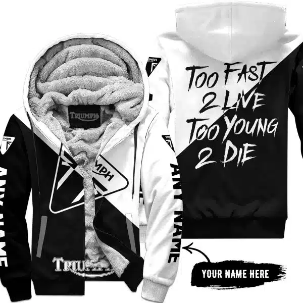 Too Fast To Live Too Young To Die - 3d All Over Printed - Triumph - Fleece Zip Hoodie