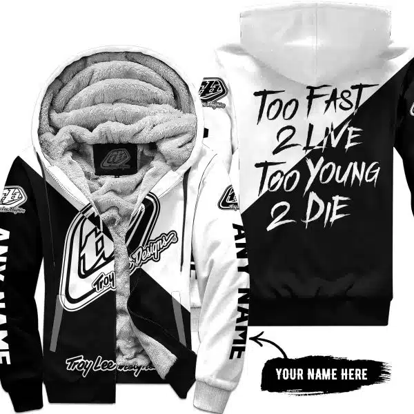 Too Fast To Live Too Young To Die - 3d All Over Printed - Troy Lee Designs - Fleece Zip Hoodie