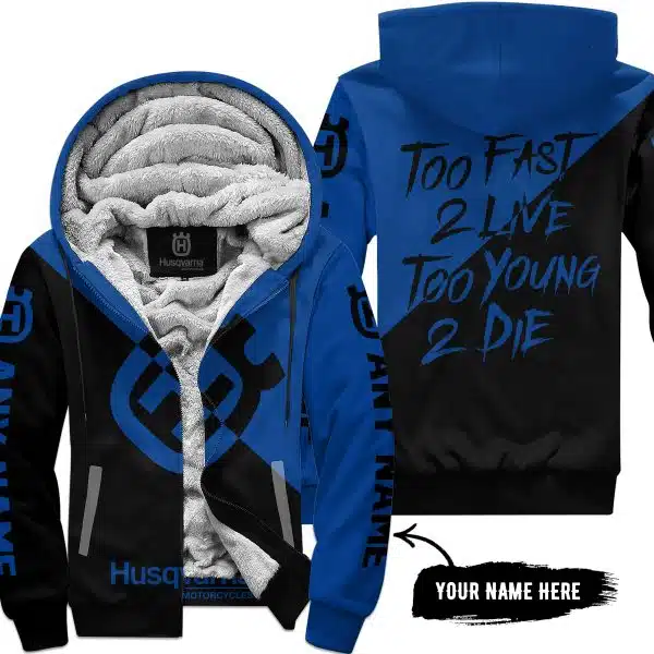 Too Fast To Live Too Young To Die - 3d All Over Printed - Husqvarna - Fleece Zip Hoodie