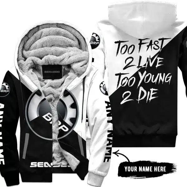 Too Fast To Live Too Young To Die - 3d All Over Printed - Sea Doo - Fleece Zip Hoodie