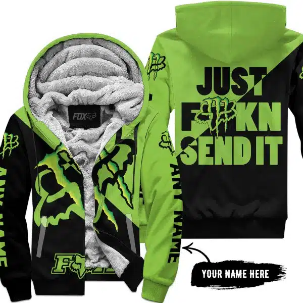 Just Fkcn Send It - 3d All Over Printed - Fox Racing & Monster Energy - Fleece Zip Hoodie