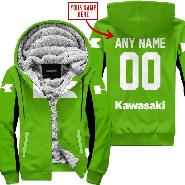 Custom Name Racing - Limited Edition - Kawasaki - Green V2 - Fleece Zip Hoodie