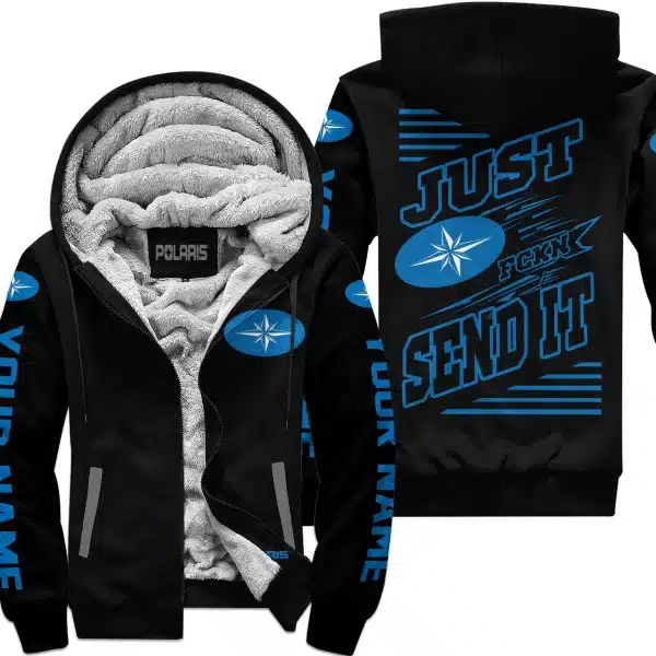 Premium Just Fckn Gonna Send It - Custom Name - Polaris - Blue Black - Fleece Zip Hoodie - Image 2