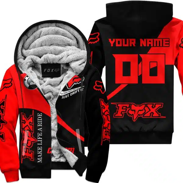 Make Life A Ride Just Send It – Can Am – Red - Fleece Zip Hoodie