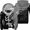 Premium Gift - Custom Name - Fox Racing - Grey - Fleece Zip Hoodie