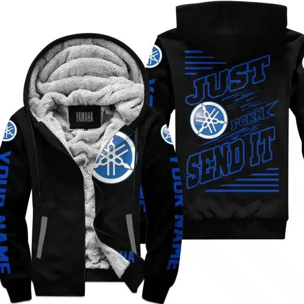Premium Just Fckn Gonna Send It - Custom Name - Yamaha V1 - Blue Black - Fleece Zip Hoodie - Image 2