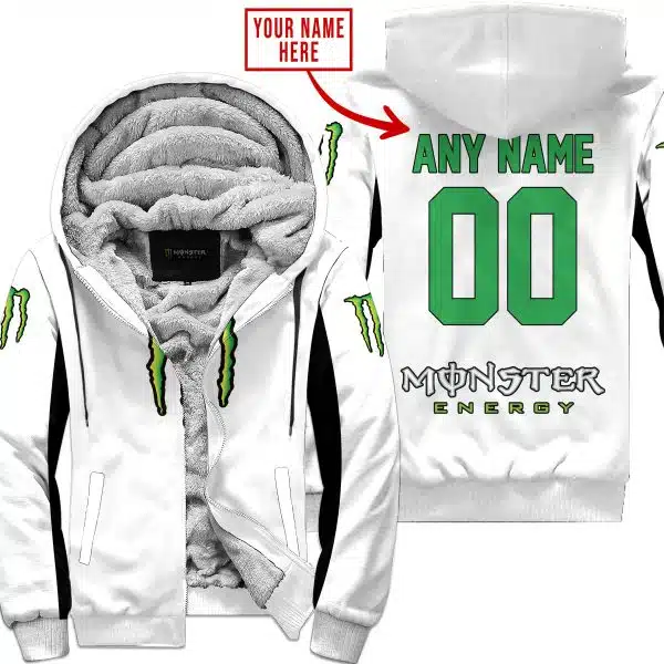Custom Name Racing - Limited Edition - Monster - White V2 - Fleece Zip Hoodie