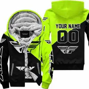 Premium Gift - Custom Name - Fly Racing - Neon - Fleece Zip Hoodie