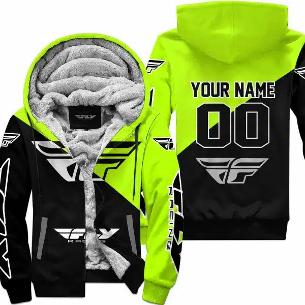 Premium Gift - Custom Name - Fly Racing - Neon - Fleece Zip Hoodie