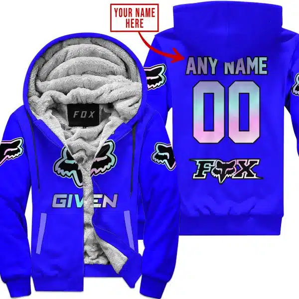 Zero Fox Given  -  Limited Edition  -  Fox Racing  -  Blue - Fleece Zip Hoodie