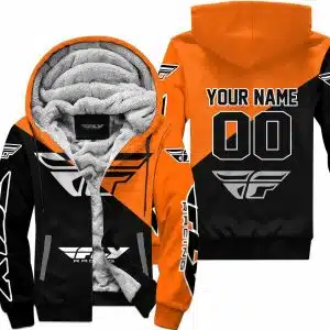 Premium Gift - Custom Name - Fly Racing - Orange - Fleece Zip Hoodie