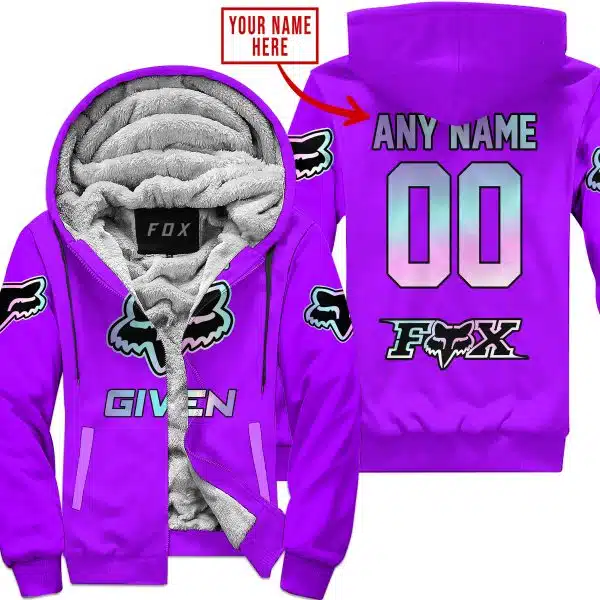 Zero Fox Given  -  Limited Edition  -  Fox Racing  -  Purple - Fleece Zip Hoodie