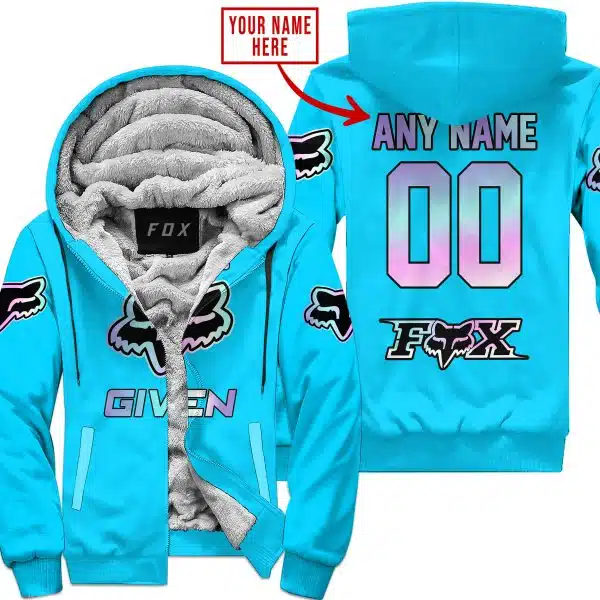 Zero Fox Given  -  Limited Edition  -  Fox Racing  -  Sky Blue - Fleece Zip Hoodie
