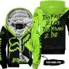 Too Fast To Live Too Young To Die – 3d All Over Printed – Fox Racing Girl – Green 1 - Fleece Zip Hoodie