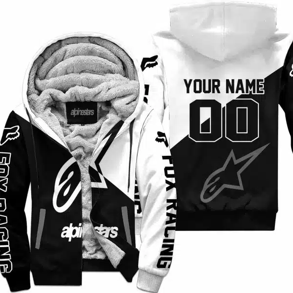 Premium Gift - Custom Name - Alpinestars - White - Fleece Zip Hoodie