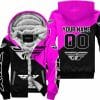 Premium Gift - Custom Name - Fly Racing - Pink - Fleece Zip Hoodie