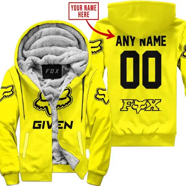 Zero Fox Given  -  Limited Edition  -  Fox Racing  -  Yellow - Fleece Zip Hoodie