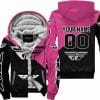 Premium Gift - Custom Name - Fly Racing - Pink 1 - Fleece Zip Hoodie