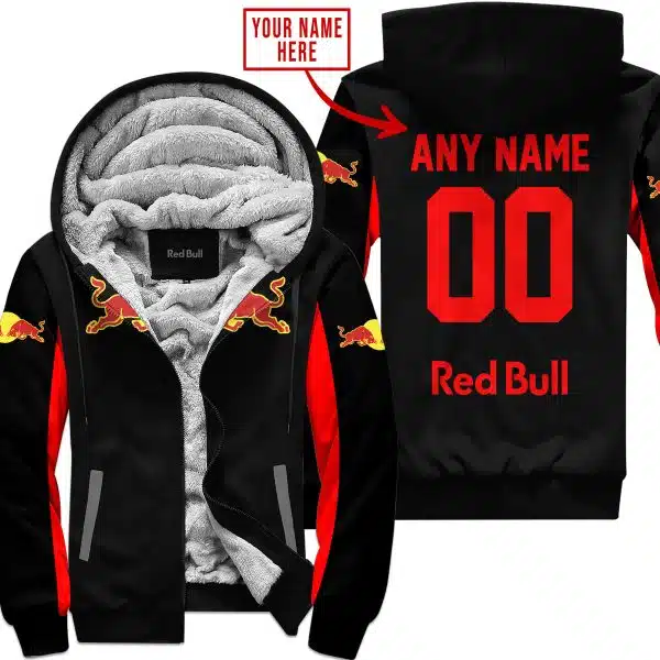 Custom Name Racing - Limited Edition - Redbull - Red - Fleece Zip Hoodie
