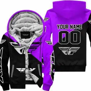Premium Gift - Custom Name - Fly Racing - Purple - Fleece Zip Hoodie