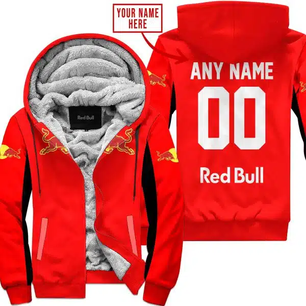 Custom Name Racing - Limited Edition - Redbull - Red V2 - Fleece Zip Hoodie