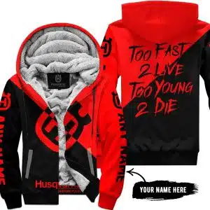 Too Fast To Live Too Young To Die - 3d All Over Printed - Husqvarna Red - Fleece Zip Hoodie