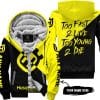 Too Fast To Live Too Young To Die - 3d All Over Printed - Husqvarna Yellow - Fleece Zip Hoodie