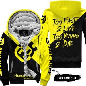 Too Fast To Live Too Young To Die - 3d All Over Printed - Husqvarna Yellow - Fleece Zip Hoodie
