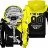 Premium Gift - Custom Name - Fly Racing - Yellow - Fleece Zip Hoodie