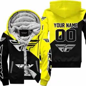 Premium Gift - Custom Name - Fly Racing - Yellow - Fleece Zip Hoodie