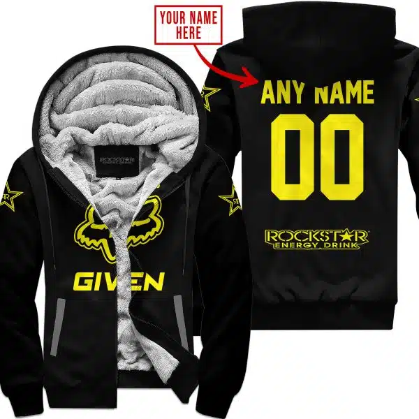 Zero Fox Given – Limited Edition – Rockstar Energy – Black V1 - Fleece Zip Hoodie