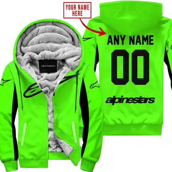 Custom Name Racing - Limited Edition - Alpinestars - Green V2 - Fleece Zip Hoodie