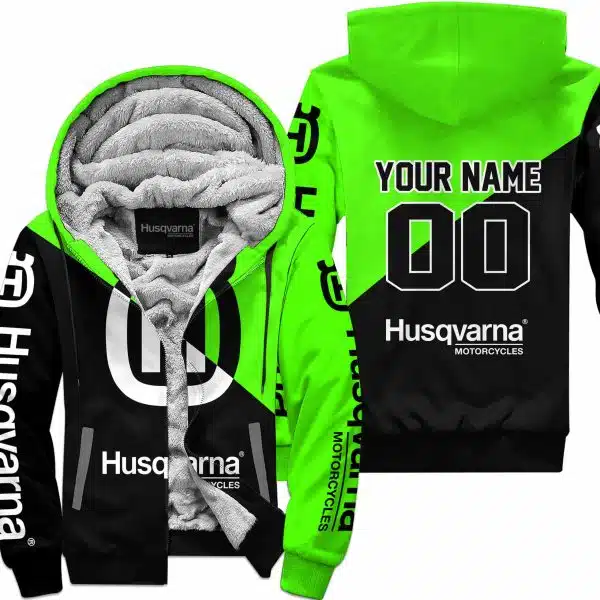 Premium Gift - Custom Name - Husqvarna - Green - Fleece Zip Hoodie