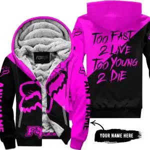 Too Fast To Live Too Young To Die – 3d All Over Printed – Fox Racing Girl - Pink - Fleece Zip Hoodie