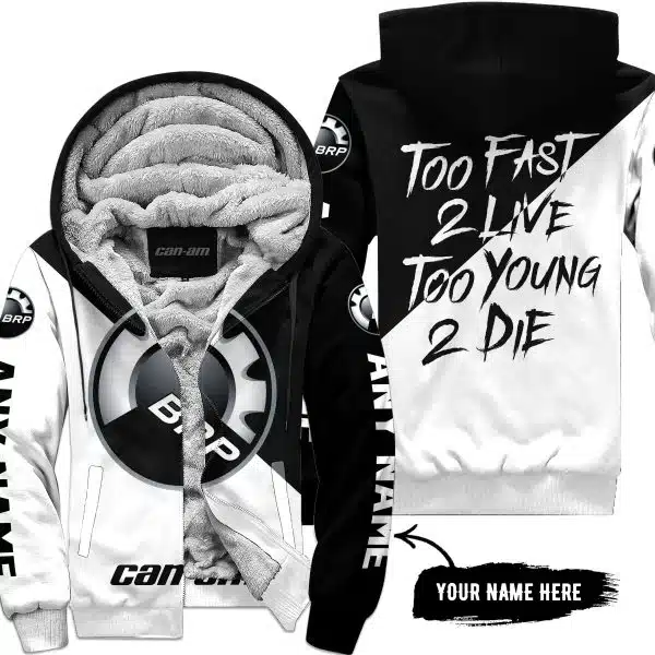 Too Fast To Live Too Young To Die - 3d All Over Printed - Can Am Black - Fleece Zip Hoodie