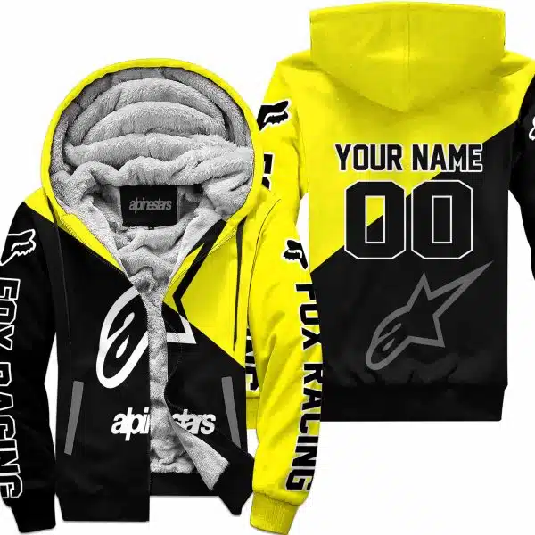 Premium Gift - Custom Name - Alpinestars - Yellow - Fleece Zip Hoodie