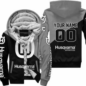 Premium Gift - Custom Name - Husqvarna - Grey - Fleece Zip Hoodie