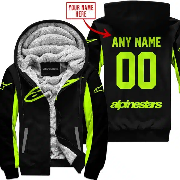 Custom Name Racing - Limited Edition - Alpinestars - Neon - Fleece Zip Hoodie