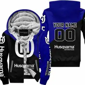 Premium Gift - Custom Name - Husqvarna - Navy - Fleece Zip Hoodie