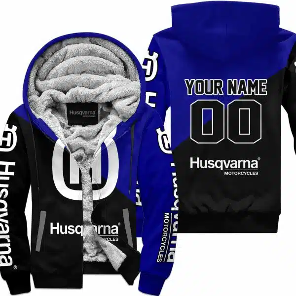 Premium Gift - Custom Name - Husqvarna - Navy - Fleece Zip Hoodie